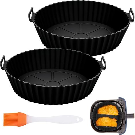 2 Pièces Plat Silicone Air Fryer, 20cm Moule en Silicone pour Air Fryer (1/5)