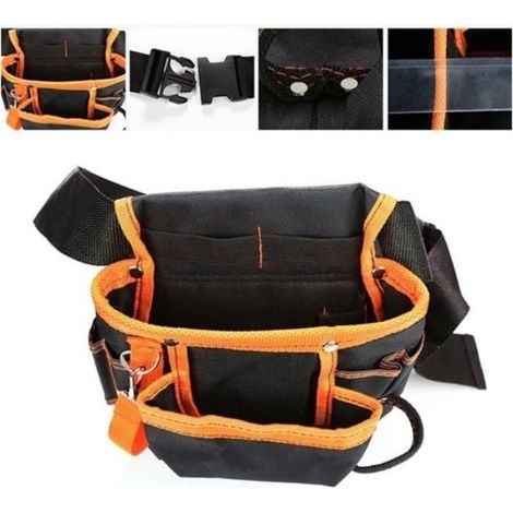 Sac À Outils - Sac De Ceinture Pour Électricien Et Jardinage - Polyester 600D - 12 Compartiments - Noir - 1 Pièce (1/4)