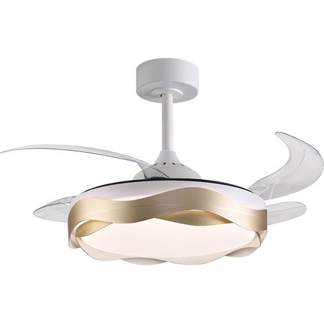 Ventilator dc gold wave, 4 einziehbare Flügel, 72w led 300040006000k, h.35xd.108/50cm
