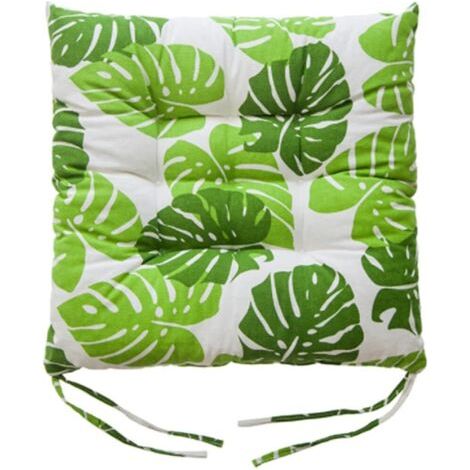 (Vert)Lot de 2 coussins de chaise de salle à manger, de jardin, de cuisine avec attaches (1/5)