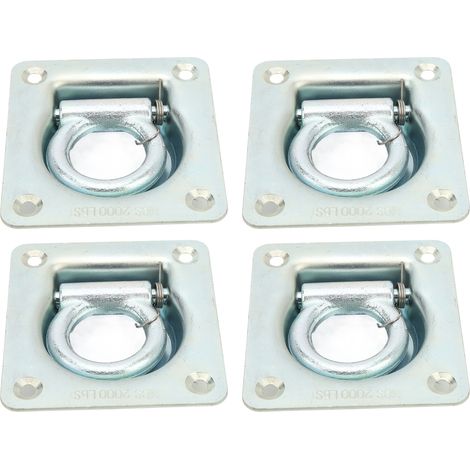 4 anneaux d'arrimage encastrés pour remorque, acier inoxydable, force de rupture max 2000lb, sangles de fixation pour camionnettes et remorques (1/5)