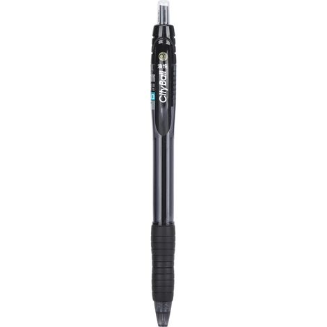 Ballpoint Pen Pressed Type Flexible Oily Ball‑Point with Pen Clip Office Stationery 1.0mmBlack (1/5)