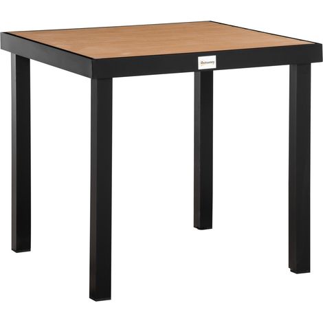 Mesa De Jardín Para 4 Personas Mesa De Comedor Mesa De Aluminio Muebles De Jardín Muebles De Salón Plástico De Fácil Cuidado Natural + Negro 80 X 80 X 74 Cm