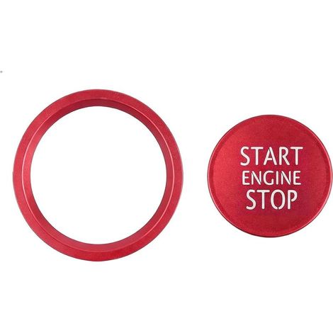 Roter Start-Stopp-Knopf aus Aluminiumlegierung, dekorative, selbstklebende Abdeckung für den Motorstartknopf, kompatibel mit A4, A5, A6, A7, A8 und Q5. (1/5)
