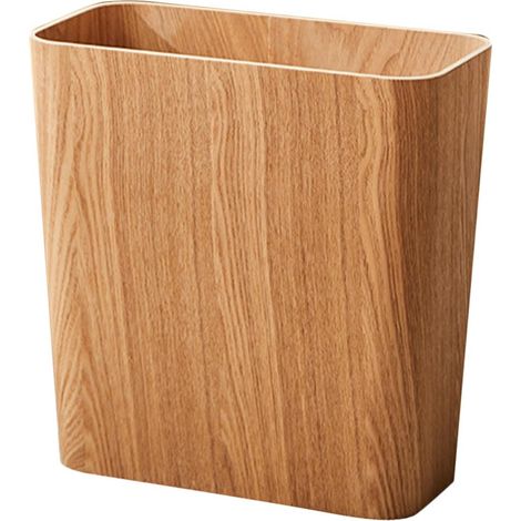 Poubelle rectangulaire étroite en bambou Ouvert par le haut sans couvercle Petite poubelle en bois Pour salle de bain, chambre à coucher, cuisine, salle de bricolage, bureau, camping-car (1/5)