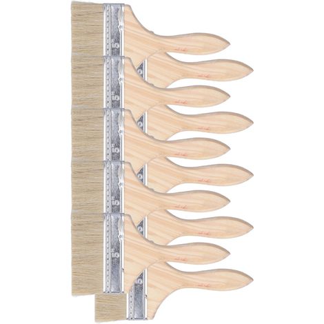 Ensemble de 10 pinceaux à tête plate élargie avec manche en bois et poils artificiels, outils de peinture et de nettoyage (1/5)