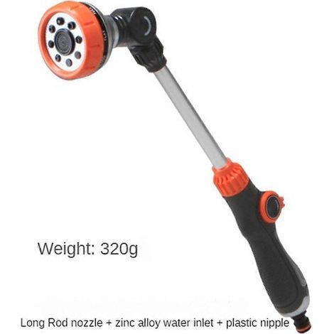 HONORNIC - Pistolet d'arrosage de 47 cm avec buse orientable à 180° pour le lavage de voiture et l'arrosage de pelouse. Outil multifonction. (1/5)