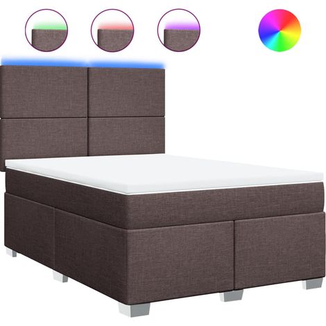 Maison Exclusive - Cama box spring con colchón tela marrón oscuro (1/5)