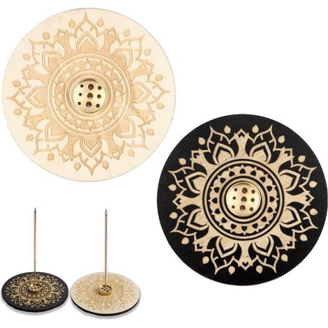 Pieces Wooden Incense Holder, Incense Burner Stand, Stick Incense Burner, with Ash Collector Tray for Meditation, Yoga and Home Decoration (Wood Color, Black) (1/5)