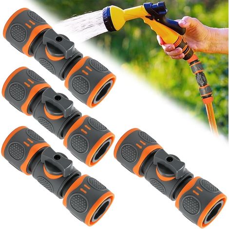 Lot de 4 Connecteurs Tuyau Arrosage 16mm avec Vanne Réglable Jardin (1/5)