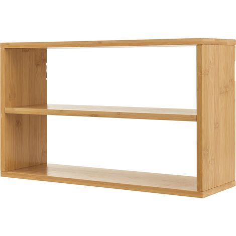 Scaffale design intramontabile soggiorno camera da letto mobile portaoggetti da parete bambù 50 x 15 x 30 cm naturale 030011248
