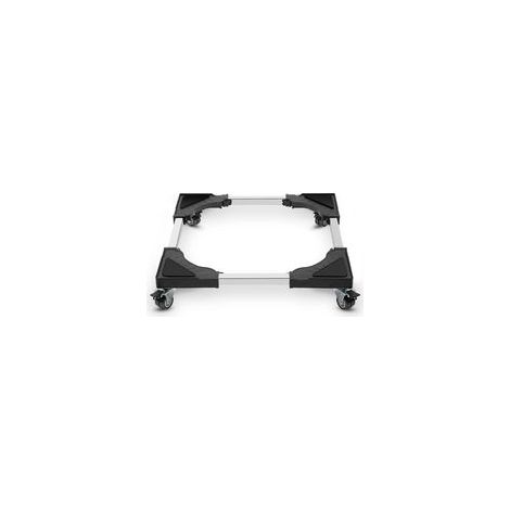 Base per lavatrice con 4 ruote bloccabili, portata 200 kg, larghezza regolabile da 40 a 62 cm, supporto per lavatrice e frigorifero, colore nero. (1/4)