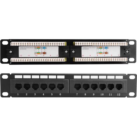 Panneau de brassage Ethernet UTP RJ45 CAT6 à 12 ports sans support de montage (1/5)