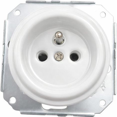 Presa vintage da incasso in porcellana bianca – Tipo E 16 A 250 V