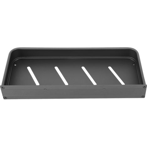 Étagère murale de douche en aluminium noir lisse, robuste et élégante, avec 5 crochets, idéale pour la cuisine et la buanderie (30 cm). (1/5)