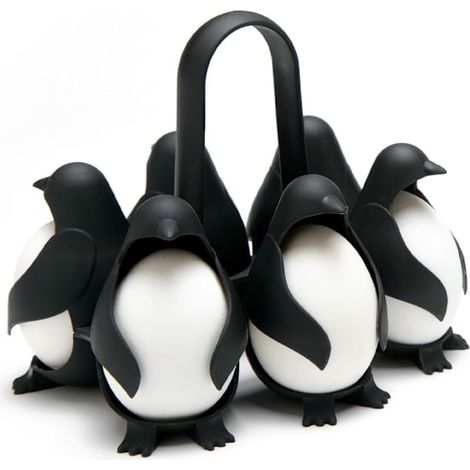 3-in-1 Eierhalter, geeignet zum Kochen, Aufbewahren und Servieren, Eierkocher in Pinguinform, geeignet für weich- oder hartgekochte Eier, fasst 6 Eier (1/5)