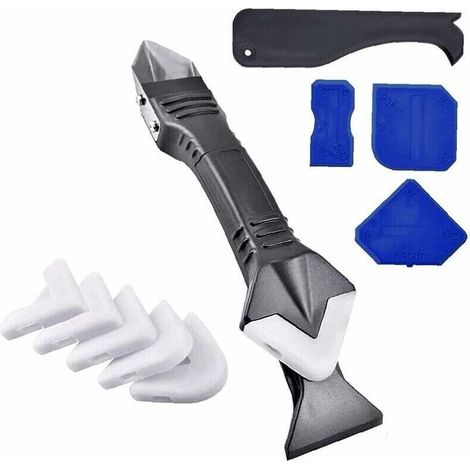 Outils de calfeutrage Silicone Remplissage Blister 3 en 1 grattoir en métal Noir pour Cuisine Salle de Bain fenêtre 11 pièces Outils industriels (1/5)