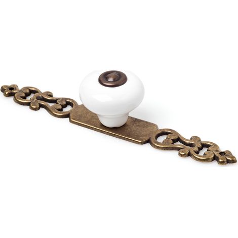 Pomo en porcelana cuero, dimensiones: placa 127- Ø31-altura27mm - (1/2)