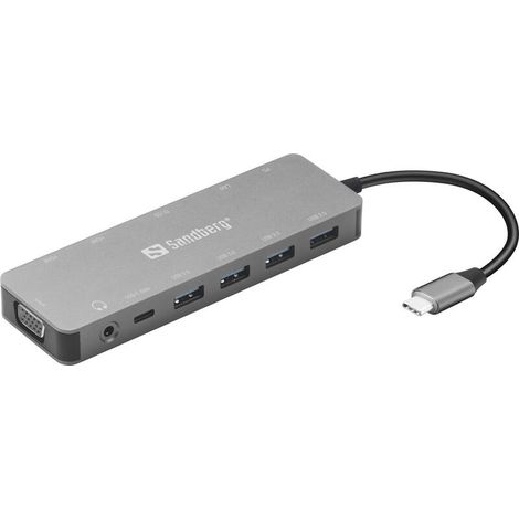 Base de viaje Sandberg 136-45 USB-C 13 en 1 PD de 100 W (1/2)