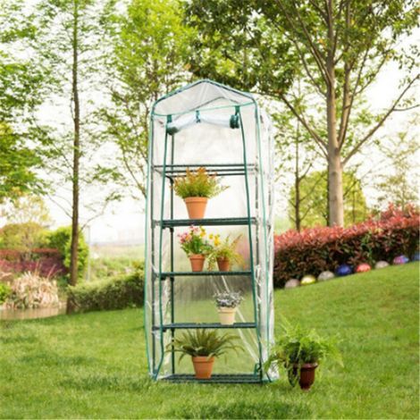 AIDUCHO Mini invernadero de PVC impermeable de 2 niveles para plantas de interior, cubierta de jardín anti-UV para decoración del hogar (sin marco de hierro) - 69x49x187 (1/2)