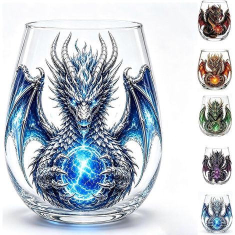Verre à whisky en verre orné d'un dragon mythique verre sculpté en forme de dragon pour la décoration de bar - Cadeau-B (1/5)
