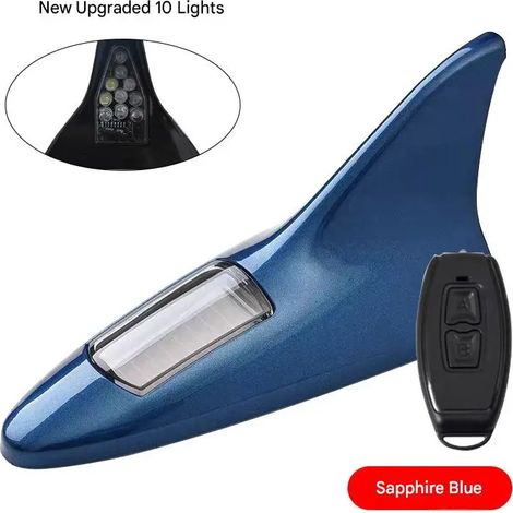 Lumière Avertissement 10 LED Solaire Antenne Aileron Requin avec Capteur Intelligent et Mode Clignotant Lampe de Étanche pour Voiture (1/5)