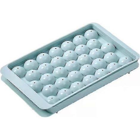 Bac à glaçons rond pour réfrigérateur, mini moule à glaçons avec couvercle, 2 pièces, bleu (1/5)