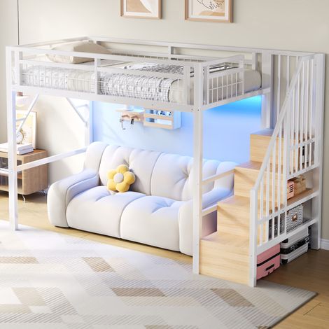 Letto a soppalco 90x200 con scala contenitore OKMYHOME (1/5)