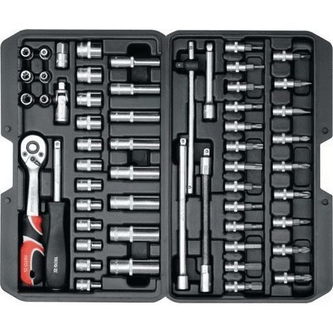 Yato – Coffret cliquet et douilles 1/4'' 56 unités – YT14501 – Acier chrome-vanadium – Douilles AS-DRIVE 4-13 mm – Rallonges flexibles 150 mm (1/6)