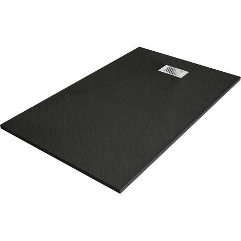 Mexen Hugo Rechteckige SMC-Duschwanne 140 x 90 cm, schwarz, Inox-Abdeckung - 42709014-X (1/5)