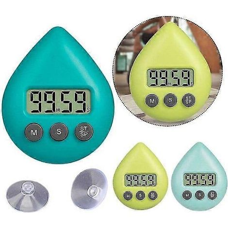 Digitale Duschuhr mit Timer, wasserdichter Timer mit Alarm und Saugnapf, grün (1/5)