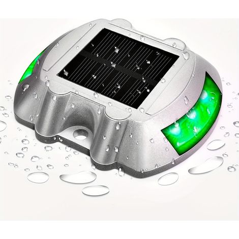 Lot de 2 lampes solaires pour terrasse, balises LED, éclairage solaire pour escaliers et allées, vert (1/5)