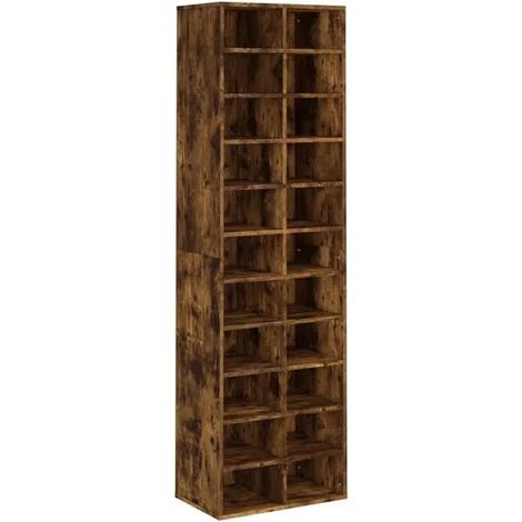Meuble à chaussures, chêne fumé, 54 x 34 x 183 cm, bois d'ingénierie (1/5)
