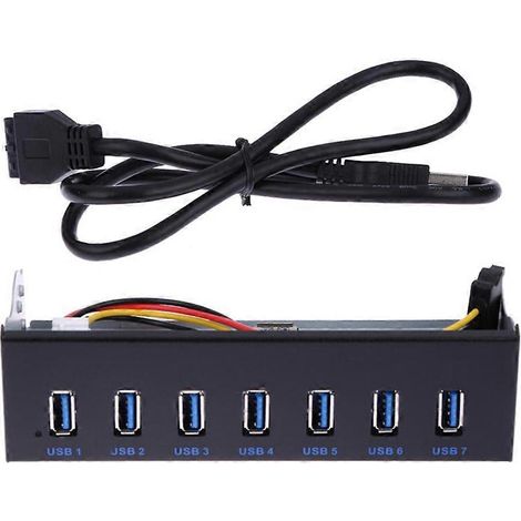 USB 3.0 19-Pin-Hub, Laufwerksschacht, Frontblende, Schnellladefunktion, 7-Port-Adapter, Metall