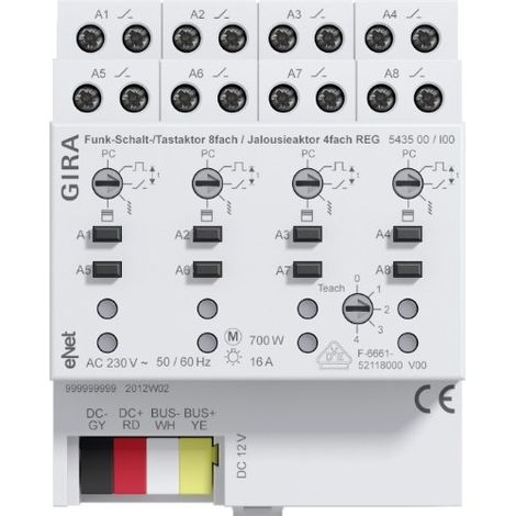 Gira Funk Schalt-/Tastakt. 8f/Jal.akt. 4f REG Gira eNet [543500], 5435 00