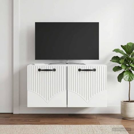 vidaXL Mobile Porta TV da Muro Bianco Lucido 59,5 x 31 x 30 cm (1/5)