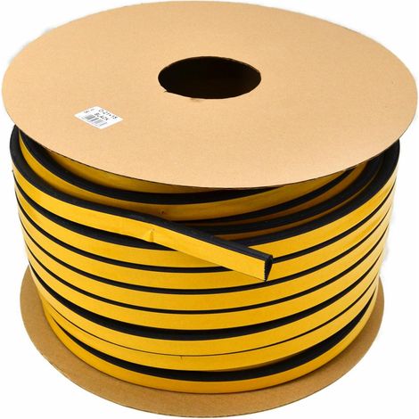 Junta DGP, tipo D 21x15 mm, goma negra, sellado profesional para puertas y ventanas, aislamiento térmico y acústico, resistente al clima, rollo de 50 metros