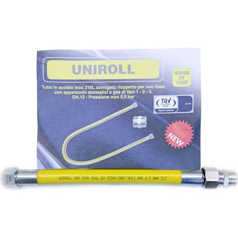 MBM – Tuyau flexible gaz inox 0,5 m – 1/2" DN12 mm – Norme EN 15266 – Raccordement table de cuisson – Acier inoxydable 316L (1/2)