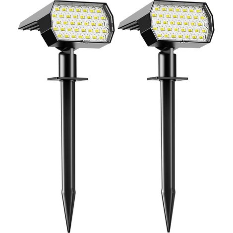 Lumières solaires imperméables à l'extérieur, projecteurs de paysage 3 modes, crépuscule à l'aube Lumières murales d'inondation solaires pour l'extérieur, Lumières de jardin (2PACK) (1/5)