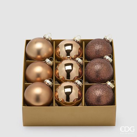 EDG Enzo De Gasperi Palline di Natale in Vetro Brown Mix diametro 6 cm - 9 pz (1/2)
