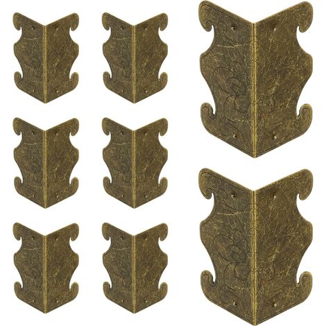 8 Pcs Protège-Angles De Plinthe, Couvre-Bord Métallique Décoratif Vintage Protège-Angle De Mur Et Plinthe pour Meuble en Bois Table Tiroir Armoire, Bronze (1/5)