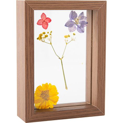 Cadre Photo Mural en Bois Avec Verre 20x25 cm Double Face pour Fleurs Séchées Décor Mariage Bureau Maison (1/5)