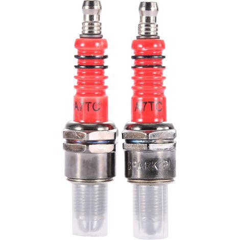 Bougie d'allumage A7TC A7TJC à 3 électrodes, compatible avec les moteurs GY6 de 50 cm³, 70 cm³, 90 cm³, 110 cm³ et 125 cm³ pour cyclomoteurs, scooters, quads et VTT. (1/5)
