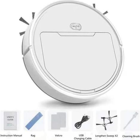 3 in 1 Automatic Robot Cleaner Smart Mop Robot Lazy Vacuum Cleaner Household Wireless Cleaning Sweeping Robot, White B