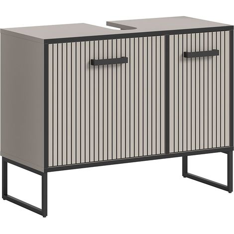 Bagno Waschbeckenunterschrank 2 Türen hellgrau, cremefarben.