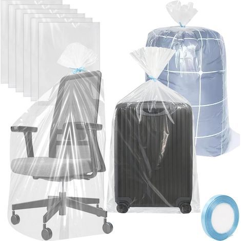 Lot de 6 Sacs Extra Larges en Plastique Transparent, 90X120cm, Sacs de Rangement Extra Grands pour Bagages, Valises, VêTements, Couettes, Jouets en Peluche (1/5)
