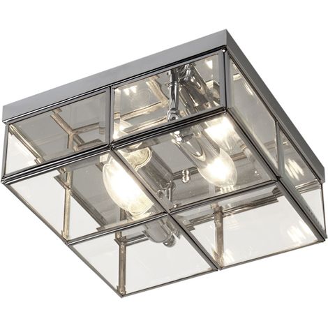 Searchlight Flush - Plafonnier encastré à 2 ampoules, chrome, E14