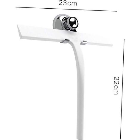 23 cm großer, weißer Duschabzieher mit Saugnapfhalterung – Badezimmer-Fensterabzieher – Edelstahl, Silikon, inklusive Haken (1/3)