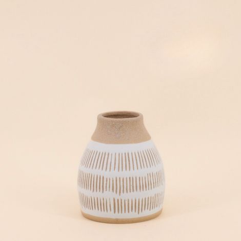 Vase terracotta et blanc, H12cm