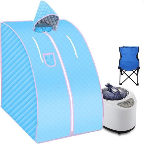 Kit de sauna portatif Tente à vapeur portable, sauna, bain à domicile, 1000 W, 2,0 L, comprend une chaise pliable, facilite l'insomnie, support de tuyau en acier inoxydable Tente de sauna personnelle (1/5)